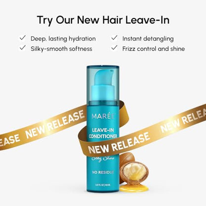 MAREE Hair Oil for Frizzy Hair with Argan Oil, Keratin & Biotin – Hair Serum for Dry and Curly Hair Gloss – Frizz Control Hair Care Products for Women – Aceite Para el Cabello – Keratin Hair Treatment