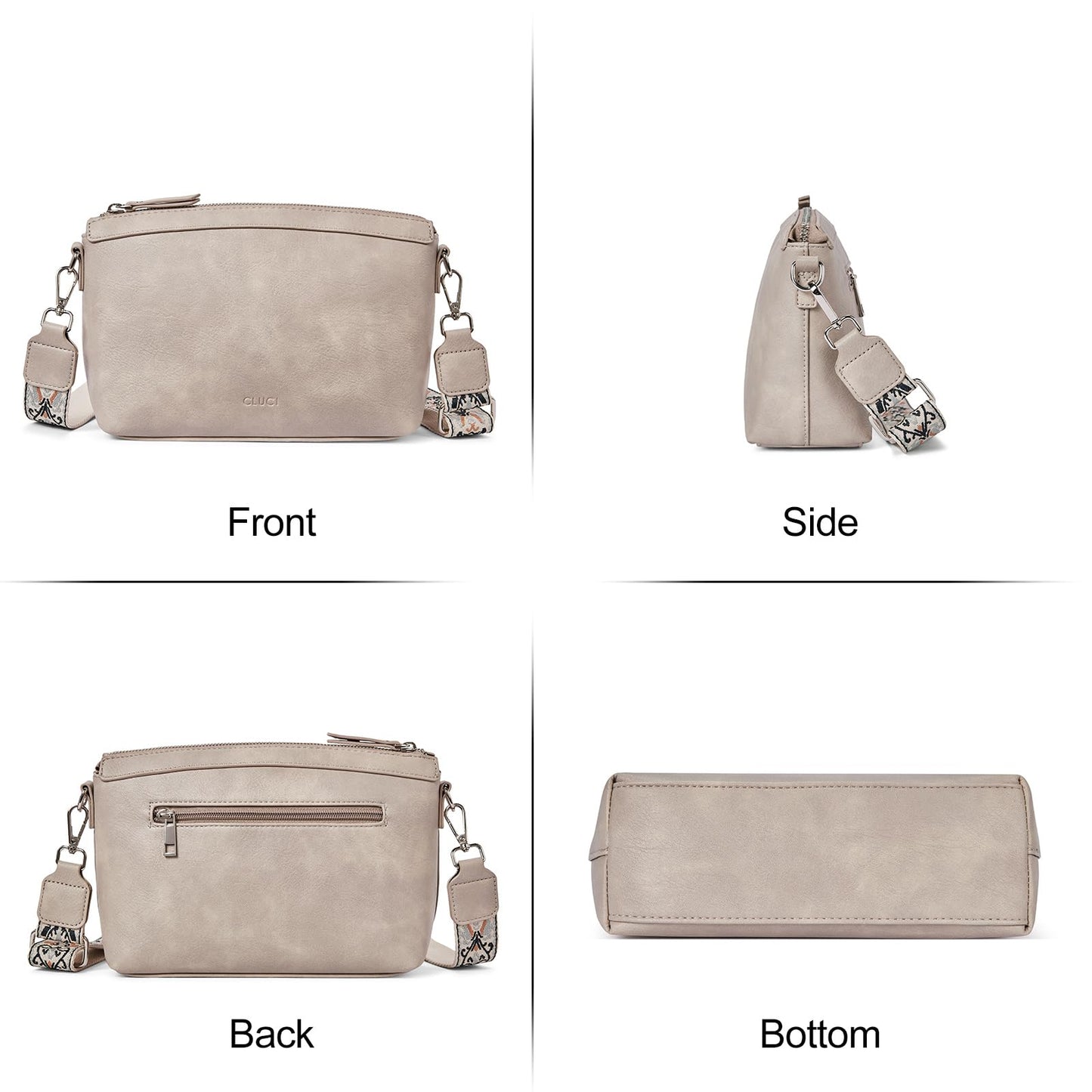 CLUCI Crossbody Purses for Women Trendy Vegan Leather Small Crossbody Bags Women Shoulder Handbags with Wide Straps