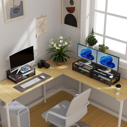 gianotter Computer Monitor Stand Riser, Desk Organizers and Accessories with Drawer, Office Desk Accessories & Workspace Desktop Organizers Storage for Printer Stand (Black)