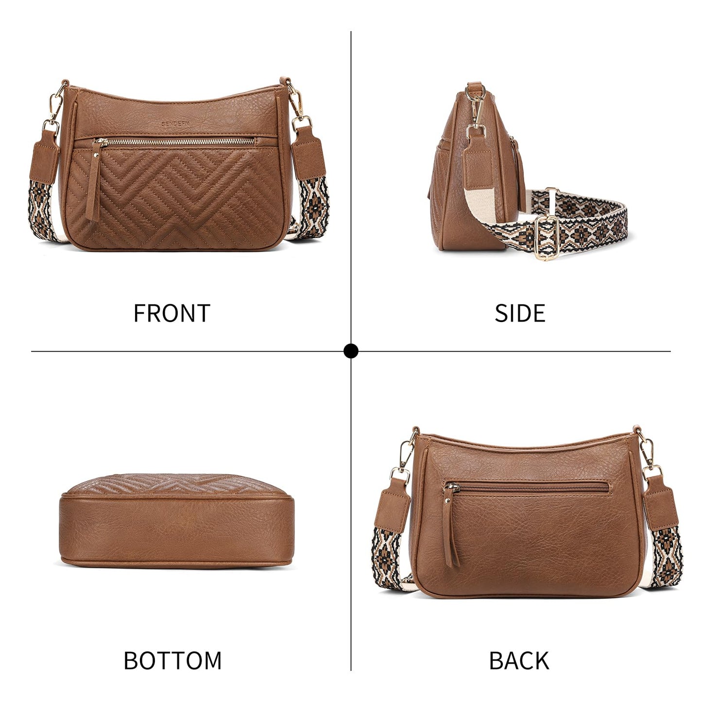 SENDEFN Crossbody Bags for Women Trendy, Vegan Leather Purses Medium Crossbody Purses Shoulder HandbagsTravel with Wide Strap