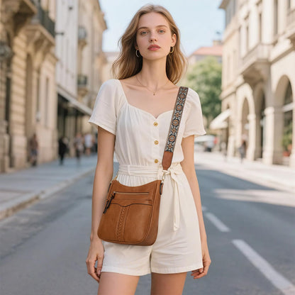 RAINSMORE Crossbody Bags for Women, Trendy Crossbody Purses Soft Leather Shoulder Handbags Lightweight Travel Purse