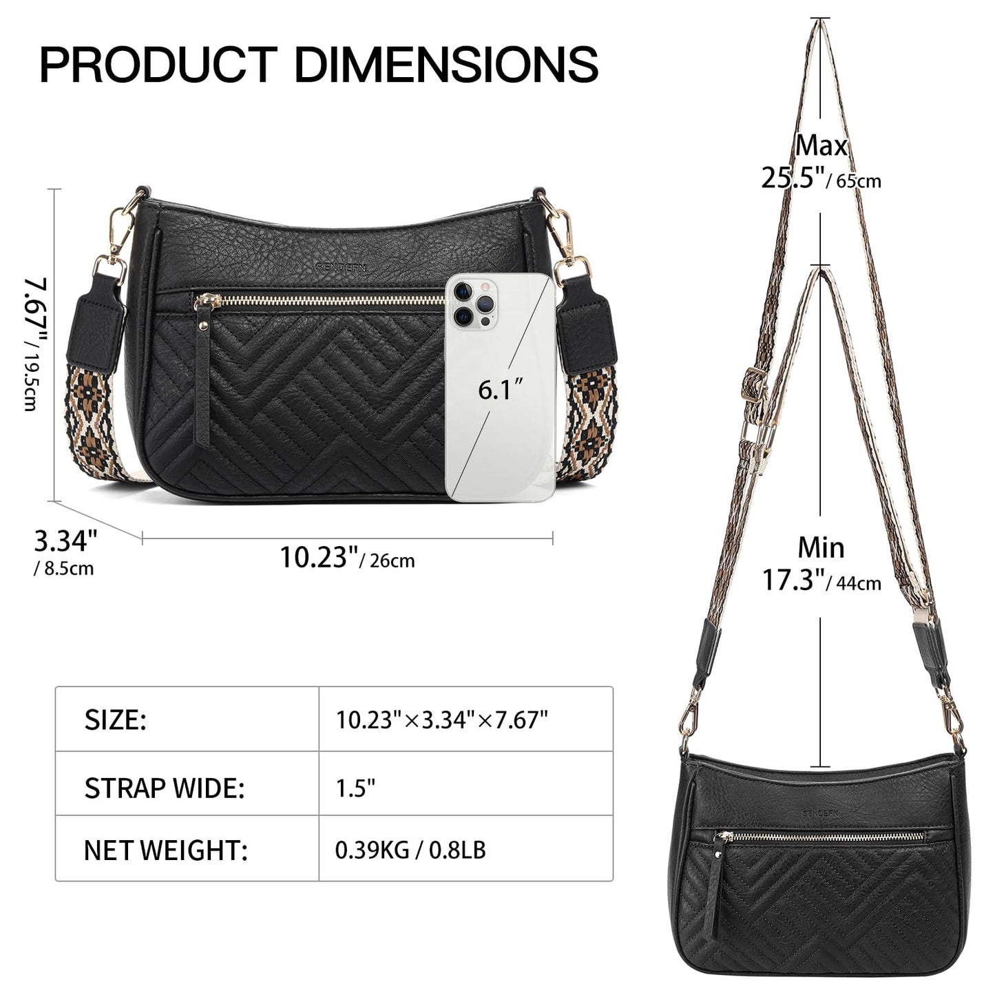 SENDEFN Crossbody Bags for Women Trendy, Vegan Leather Purses Medium Crossbody Purses Shoulder HandbagsTravel with Wide Strap