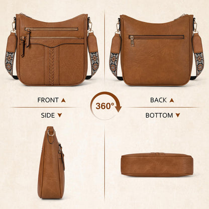 RAINSMORE Crossbody Bags for Women, Trendy Crossbody Purses Soft Leather Shoulder Handbags Lightweight Travel Purse