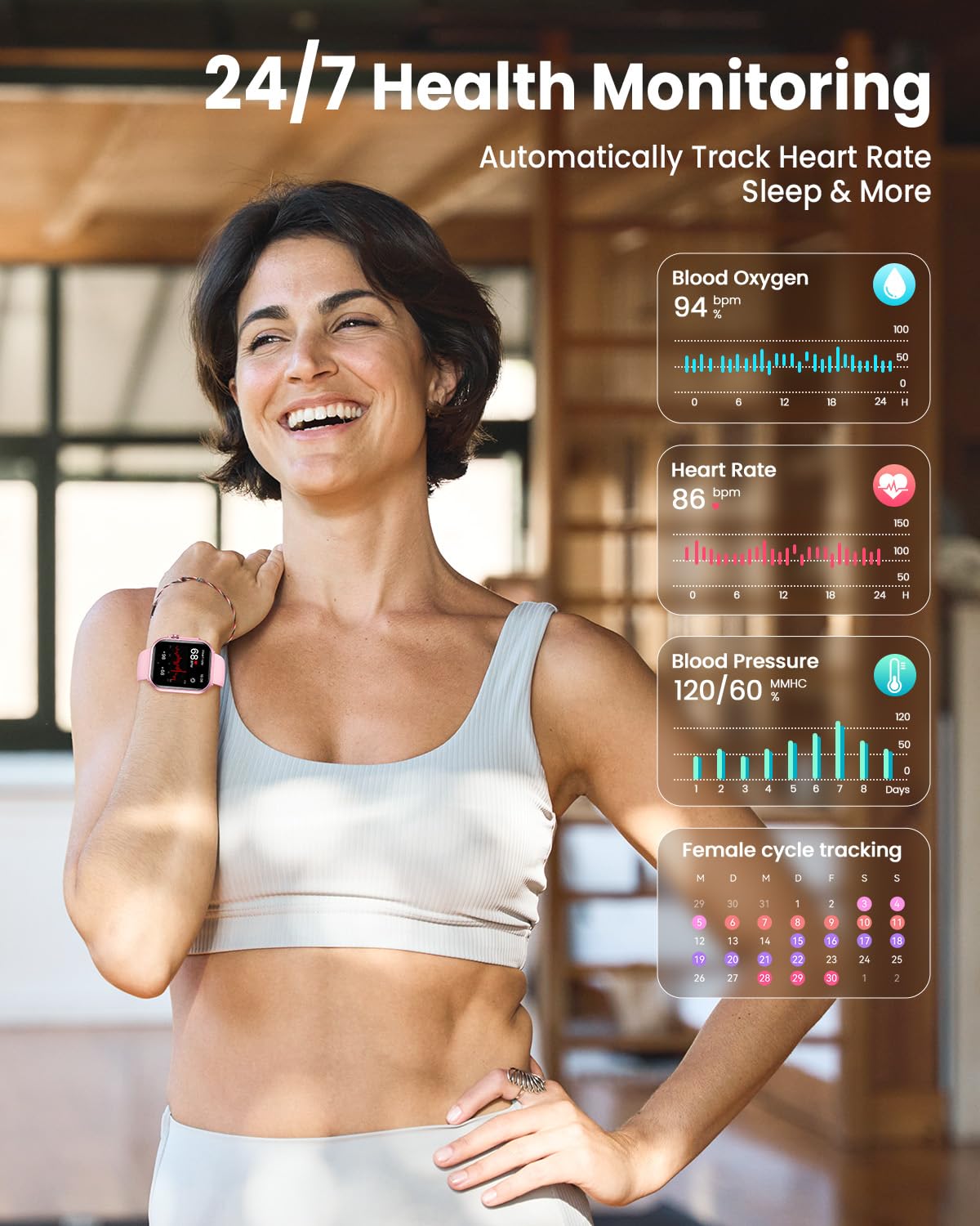 Smart Watch for Women Men Fitness: 1.85" Smart Watch with 30 Days+ Battery Life Make/Recive Call Heart Rate SpO2 Sleep Monitor 120+ Sport IP68 Waterproof Fitness Tracker Watch for iPhone Android