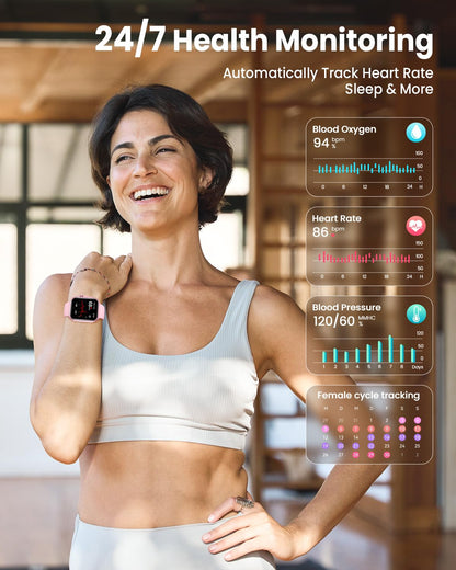 Smart Watch for Women Men Fitness: 1.85" Smart Watch with 30 Days+ Battery Life Make/Recive Call Heart Rate SpO2 Sleep Monitor 120+ Sport IP68 Waterproof Fitness Tracker Watch for iPhone Android