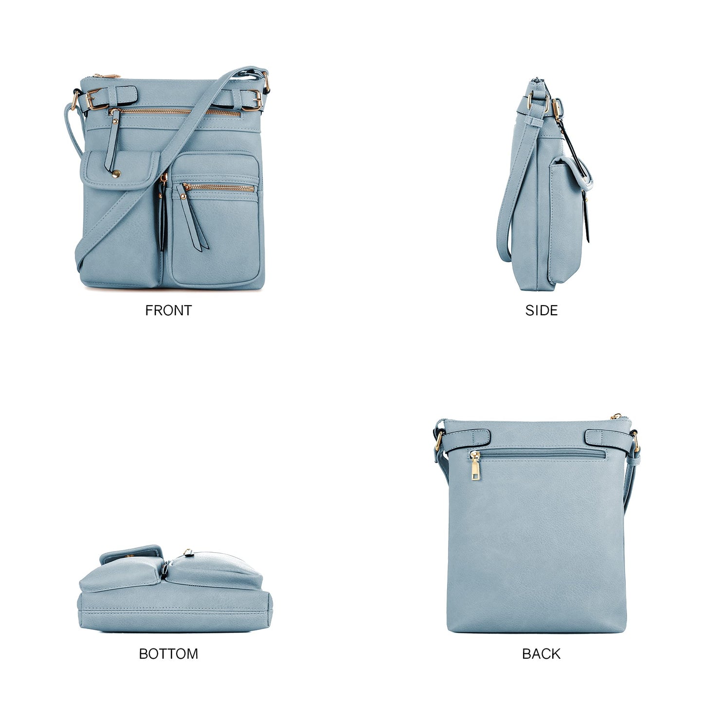 SG SUGU Katie Lightweight Medium Crossbody Bag Shoulder Bag with Multi Pocket for Women | Blue