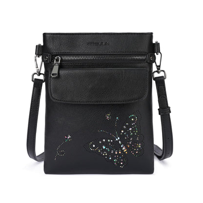 Crossbody Bags for Women Vegan Leather Cross Body Purse with Adjustable Strap Multiple Pockets Shoulder Handbags BLACK