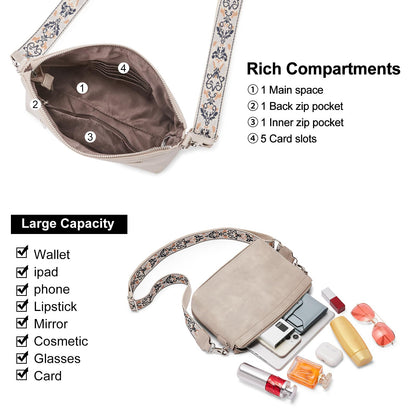 CLUCI Crossbody Purses for Women Trendy Vegan Leather Small Crossbody Bags Women Shoulder Handbags with Wide Straps