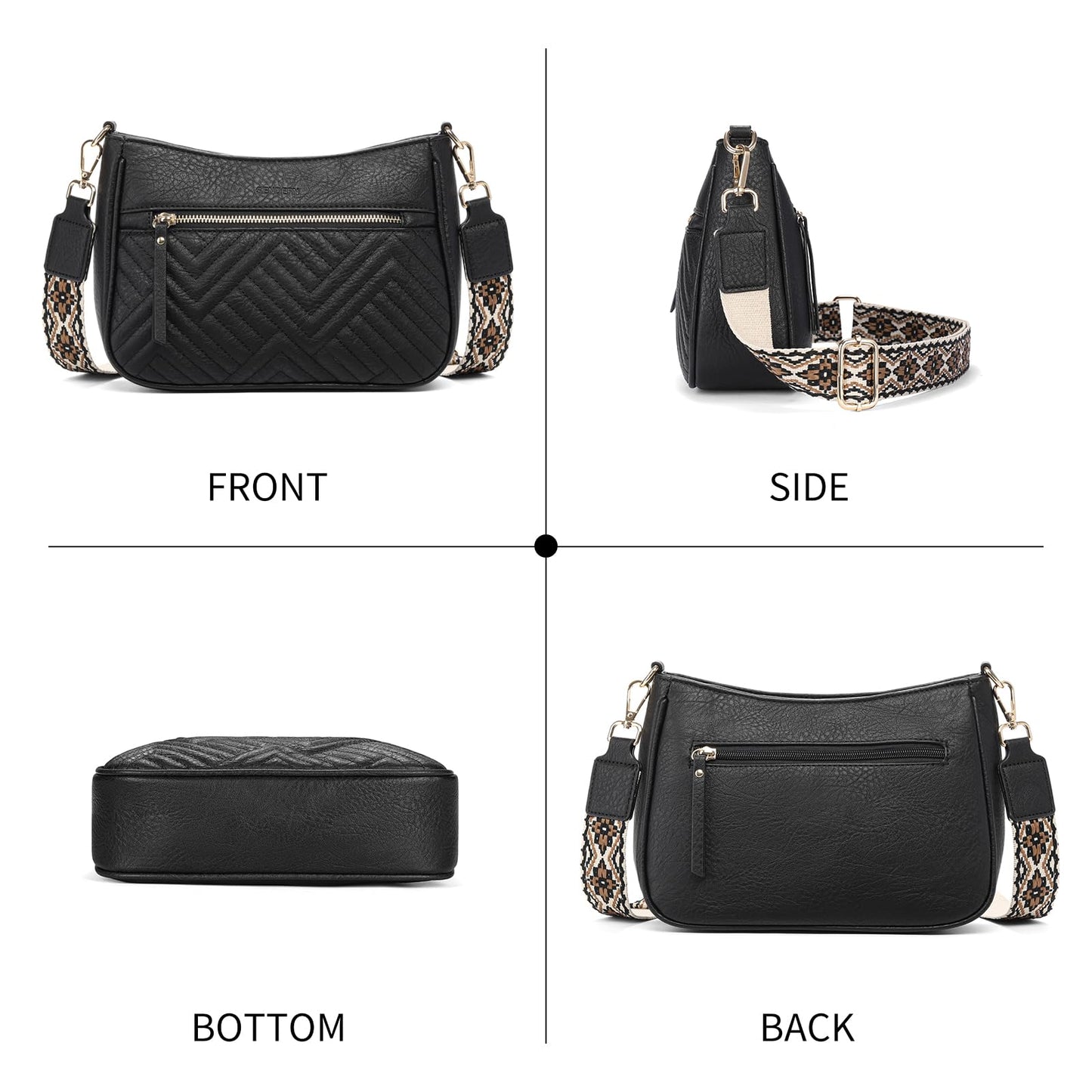 SENDEFN Crossbody Bags for Women Trendy, Vegan Leather Purses Medium Crossbody Purses Shoulder HandbagsTravel with Wide Strap