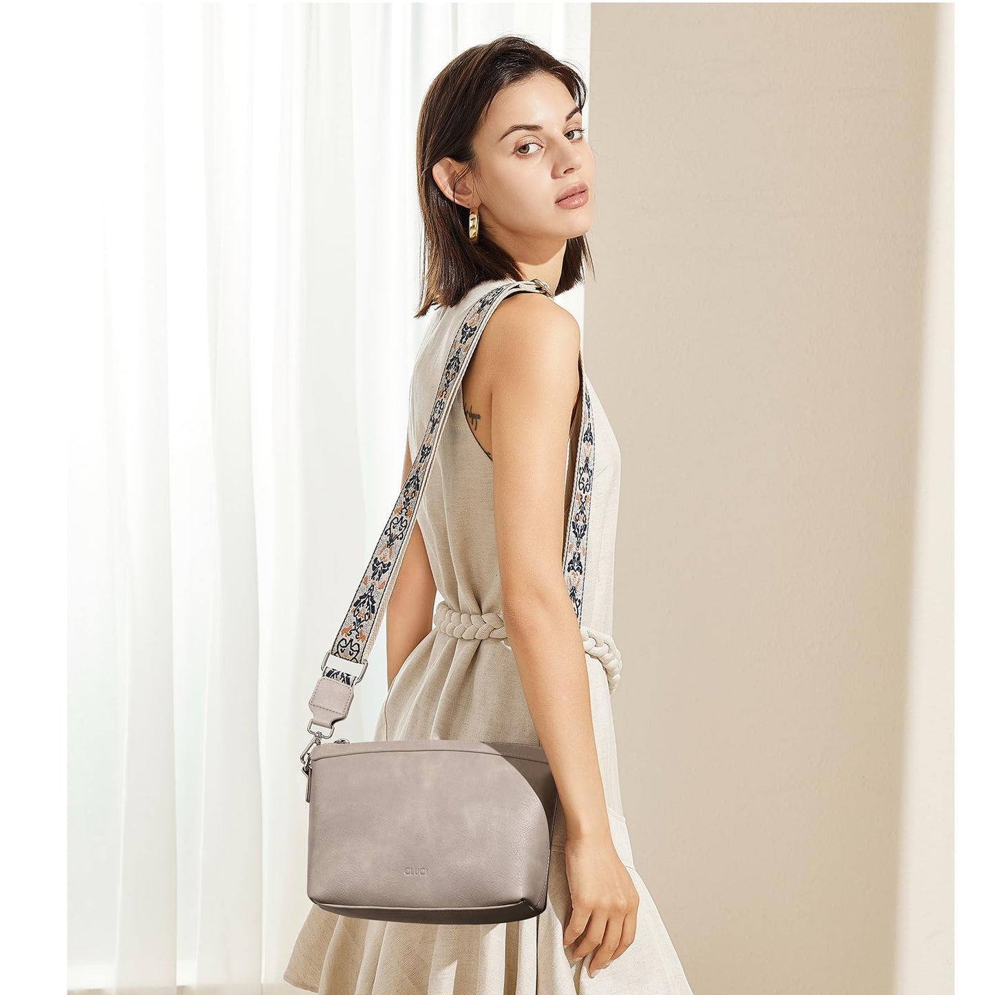 CLUCI Crossbody Purses for Women Trendy Vegan Leather Small Crossbody Bags Women Shoulder Handbags with Wide Straps