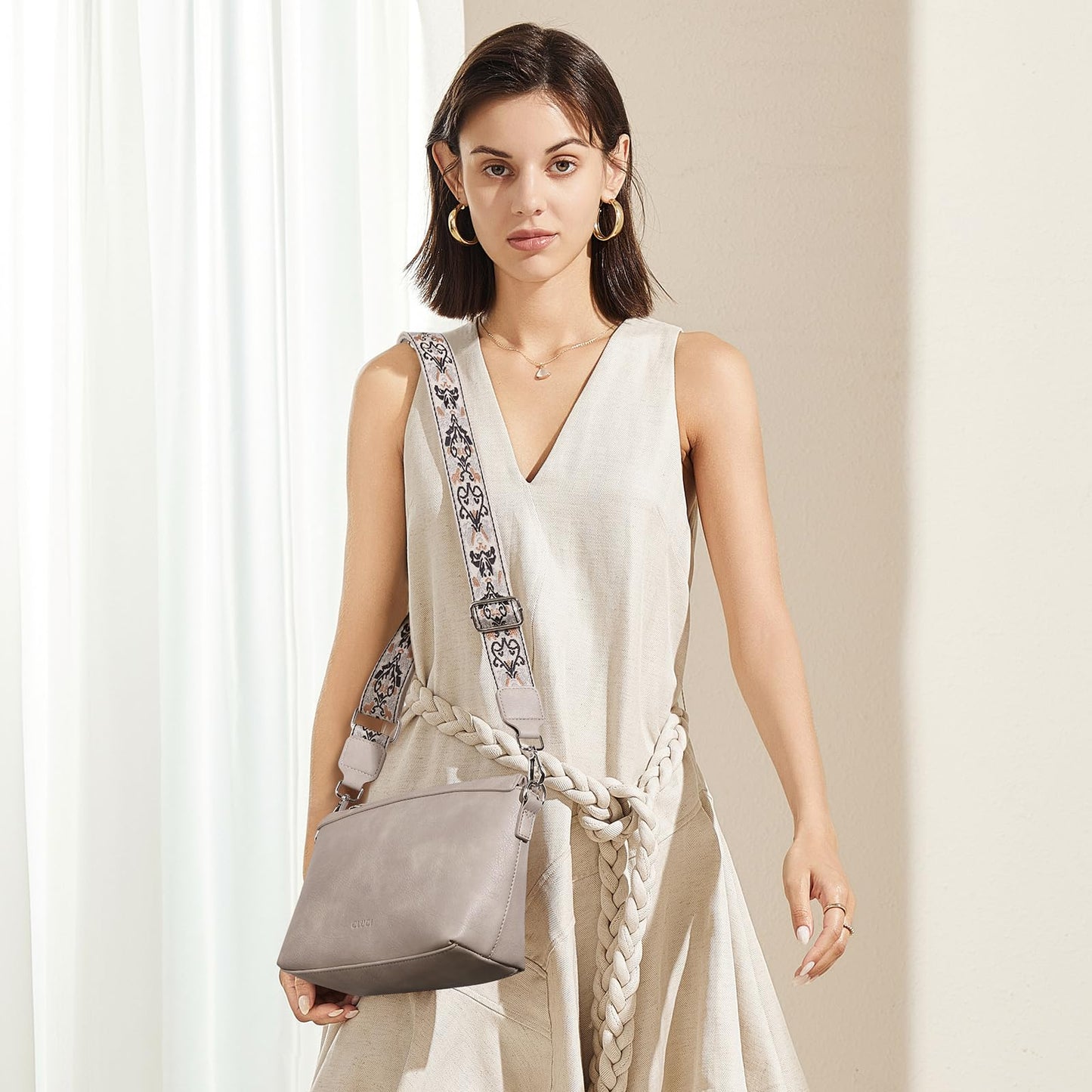 CLUCI Crossbody Purses for Women Trendy Vegan Leather Small Crossbody Bags Women Shoulder Handbags with Wide Straps