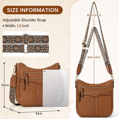 RAINSMORE Crossbody Bags for Women, Trendy Crossbody Purses Soft Leather Shoulder Handbags Lightweight Travel Purse