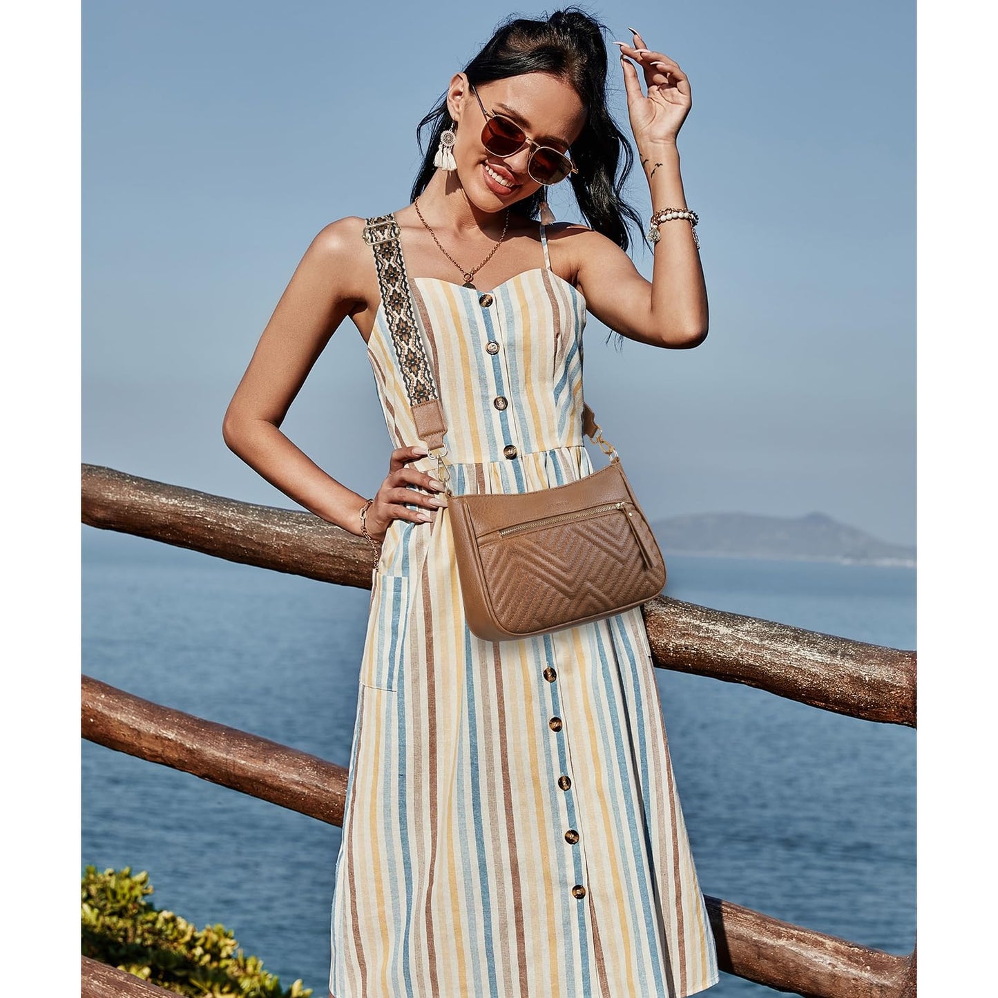 SENDEFN Crossbody Bags for Women Trendy, Vegan Leather Purses Medium Crossbody Purses Shoulder HandbagsTravel with Wide Strap