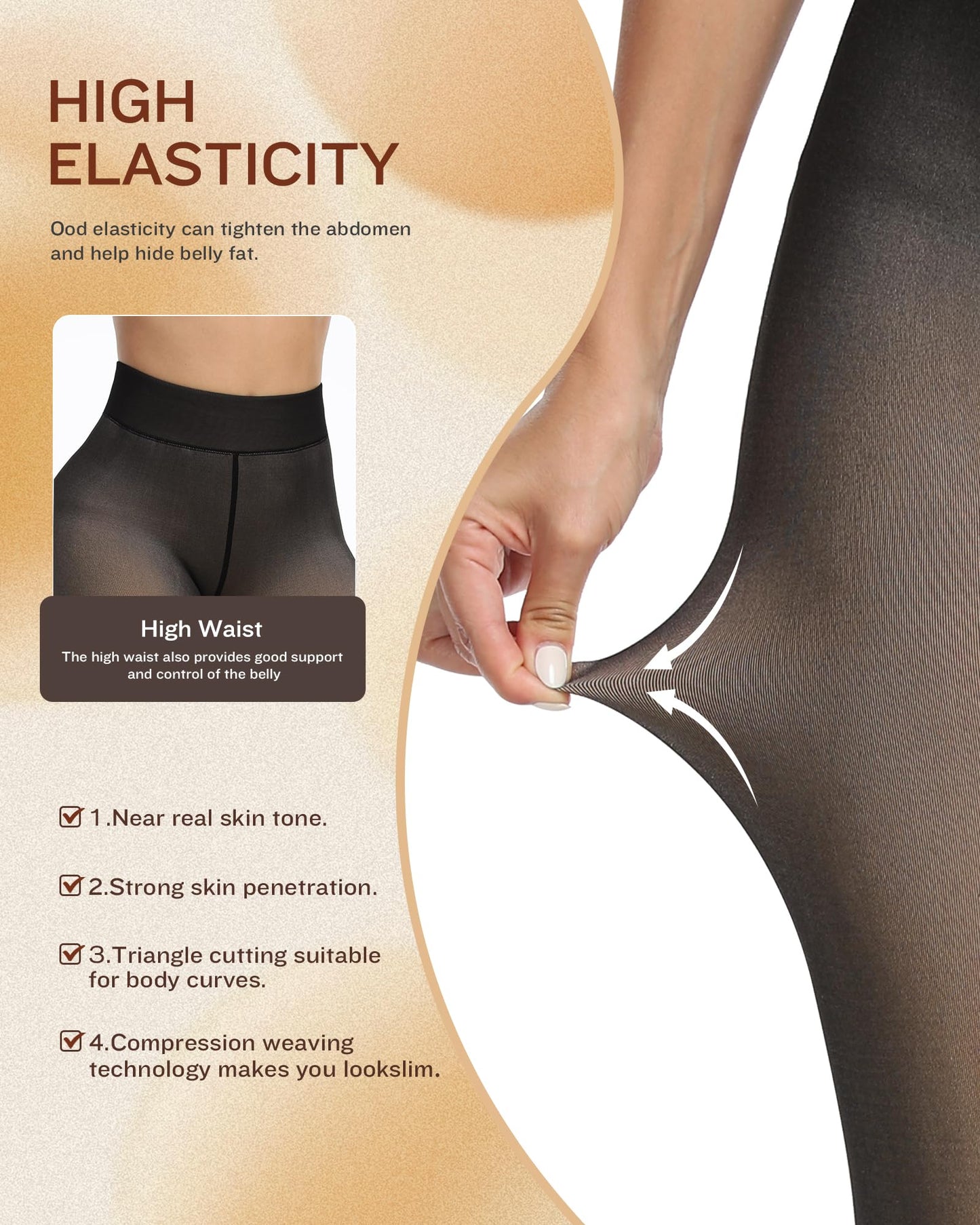 CHRLEISURE Women's Fleece Lined Tights - Fake Sheer Warm Pantyhose Thick Winter Leggings(TR Black, M/L)