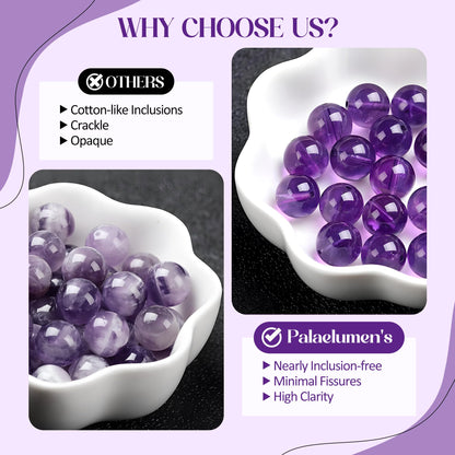 Palaelumen Certified Natural Amethyst Bracelet Gift Set for Women, 8mm Freshwater Pearl & Birthstones in Sterling Silver - Adjustable Beaded Chain Jewelry (Length 8'')