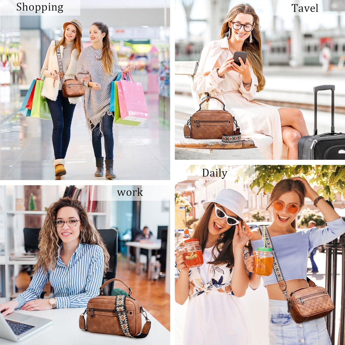 AGLOD Crossbody Bags for Women Vegan Leather Shoulder Handbags Small Cross Body Purses for Women Trendy with Wide Strap