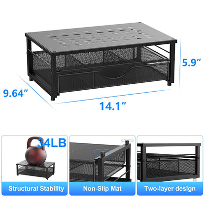 gianotter Computer Monitor Stand Riser, Desk Organizers and Accessories with Drawer, Office Desk Accessories & Workspace Desktop Organizers Storage for Printer Stand (Black)