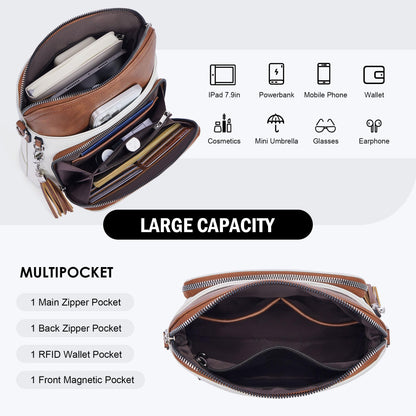 Roulens Crossbody Purse for Women,Lightweight Medium Crossbody Bag Soft Leather Women's Shoulder Handbags with Tassel