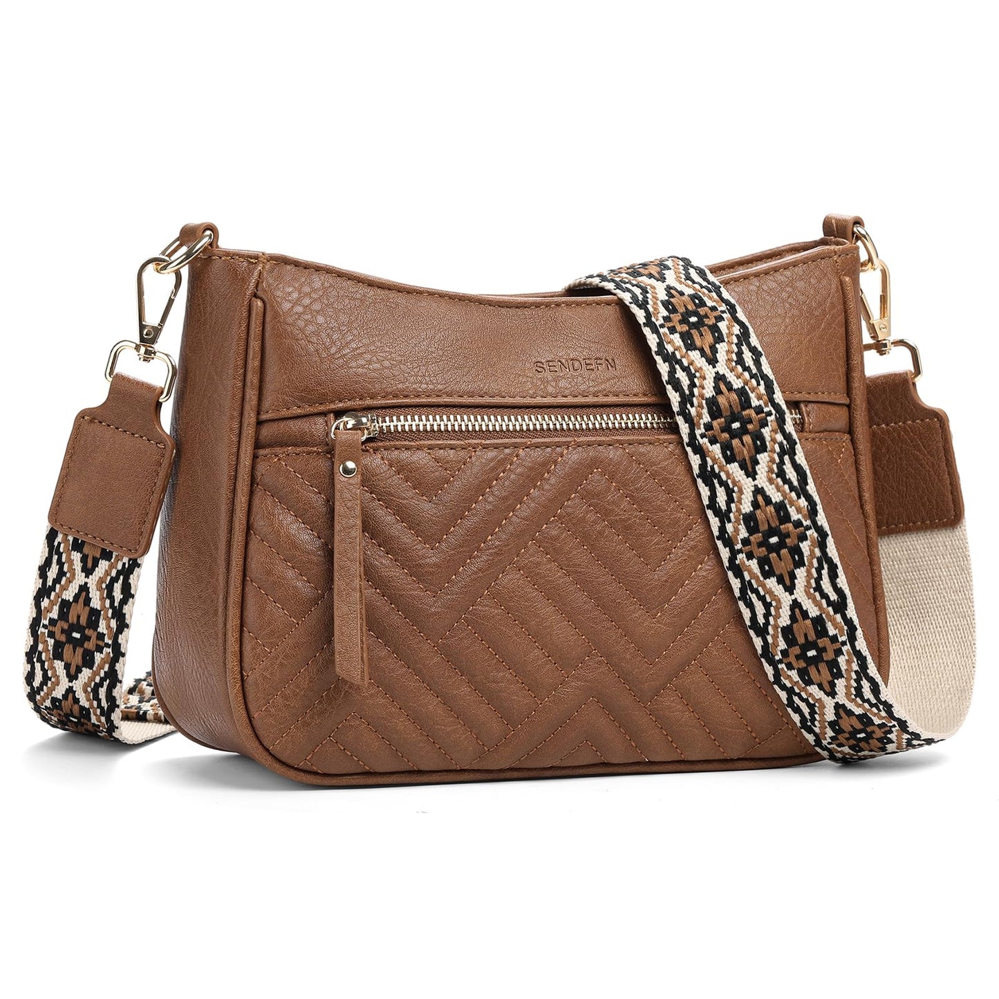 SENDEFN Crossbody Bags for Women Trendy, Vegan Leather Purses Medium Crossbody Purses Shoulder HandbagsTravel with Wide Strap