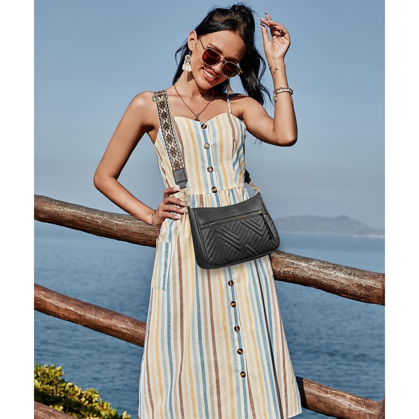 SENDEFN Crossbody Bags for Women Trendy, Vegan Leather Purses Medium Crossbody Purses Shoulder HandbagsTravel with Wide Strap