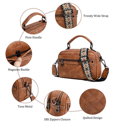 AGLOD Crossbody Bags for Women Vegan Leather Shoulder Handbags Small Cross Body Purses for Women Trendy with Wide Strap