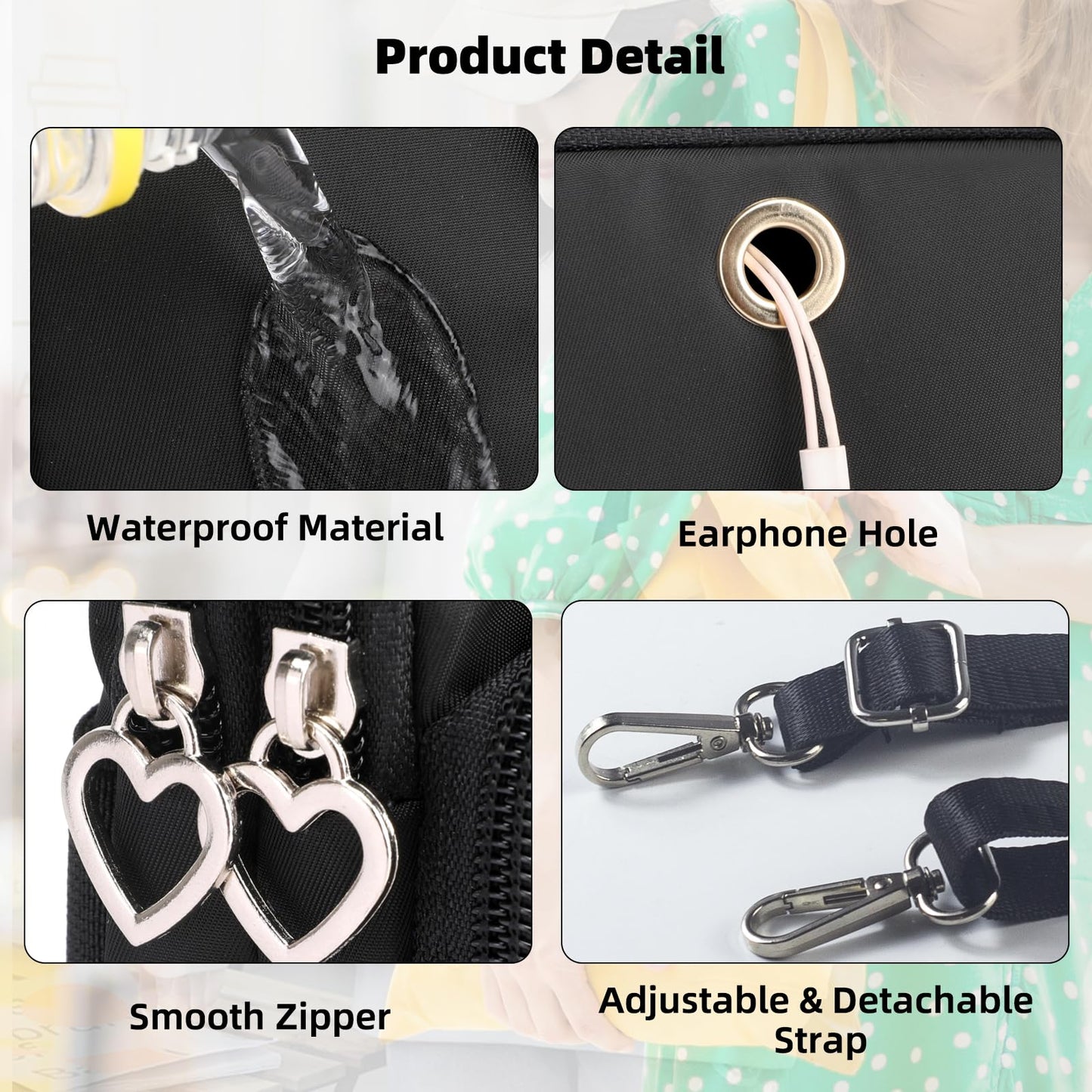 JANKS Small Crossbody Bags for Women Mini Cell Phone Purses with Crossbody Strap Phone Wallet Purses Shoulder Bag Nylon Arm Bag