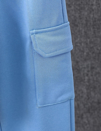 Fdqin Boys Clothing Set 2 Piece Outfits Pants Sets Cute Flannel Plaid Shirt Hoodie Shirt and Casual Sweatpants Blue 5-6Year